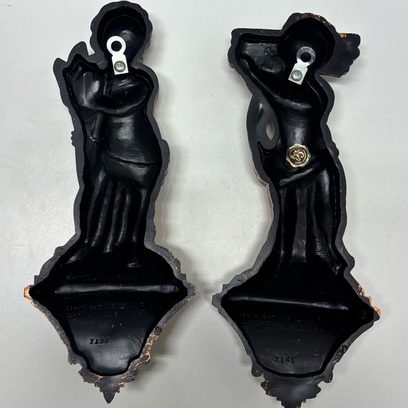 Set of 2 vintage Coppercraft Guild Syroco Cherub wall sconces - Picture 6 of 11